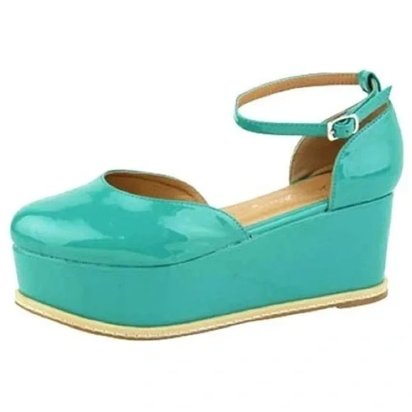 Nature Breeze D'orsay Women's Platform Heels in Green, Size: 8